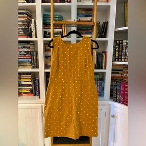 Old Navy-Fitted Midi Dress-Mustard Yellow with White Polka Dots-NWOT